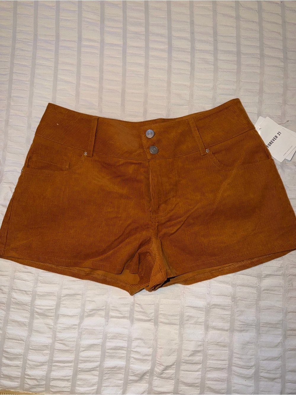Forever 21 Burnt Orange Corduroy High-Waist Women's Shorts
